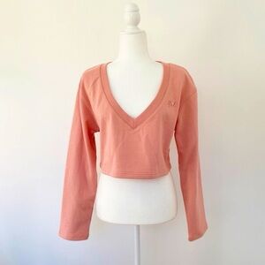 For Love & Lemons Pink Cropped Sweater